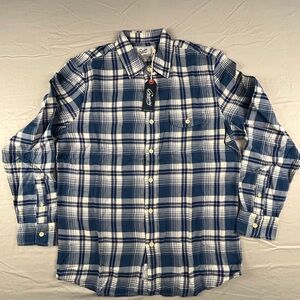 Grayers Men's Blue Flannel Button Up Shirt NWT 100% Cotton Size Medium